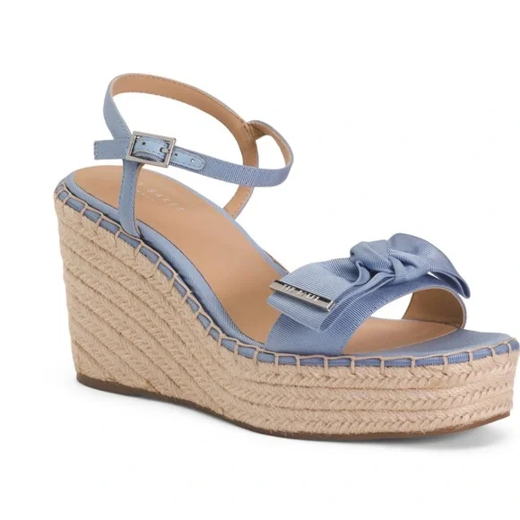 Ted Baker Light Blue Bow Espadrille Wedge Sandals - Picture 1 of 4